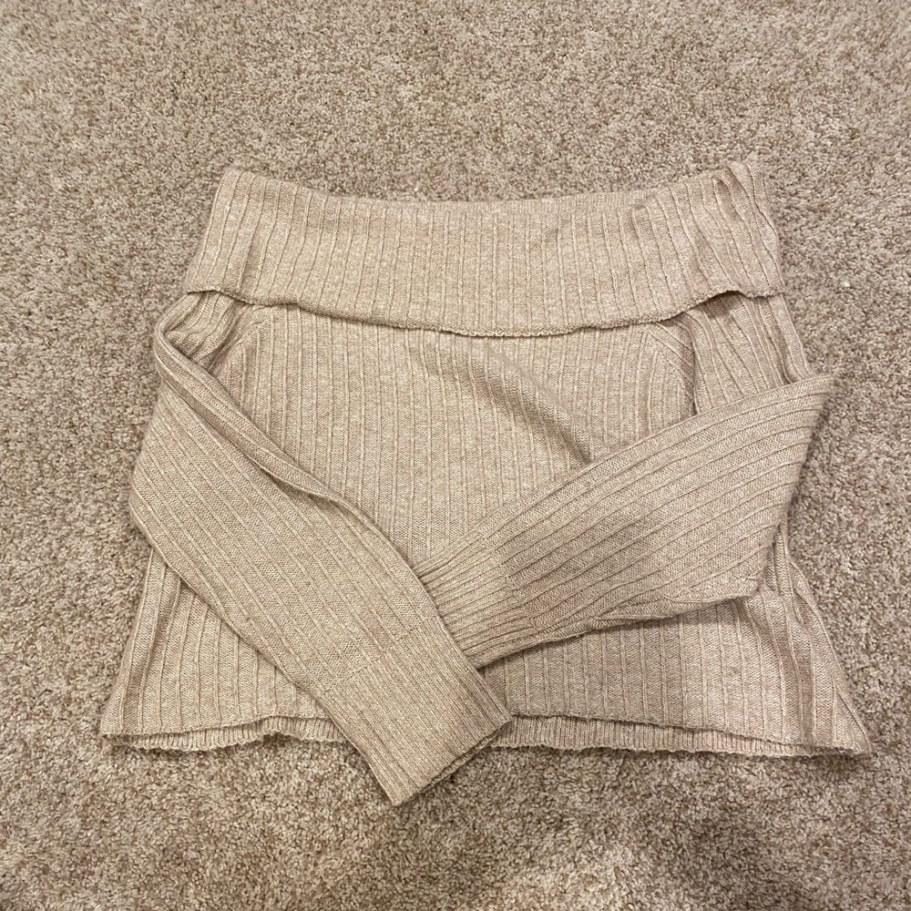 American Eagle Off the Shoulder Cream Sweater